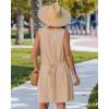 image:imageGPAPENT Linen Dresses for Women Summer Casual Sleeveless Button Down V Neck Pocket Self Tie Knee Length Loose Sun DressAlmond