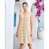 image:imageGPAPENT Linen Dresses for Women Summer Casual Sleeveless Button Down V Neck Pocket Self Tie Knee Length Loose Sun DressBeige