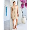 image:imageGPAPENT Linen Dresses for Women Summer Casual Sleeveless Button Down V Neck Pocket Self Tie Knee Length Loose Sun DressBeige