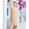 image:imageGPAPENT Linen Dresses for Women Summer Casual Sleeveless Button Down V Neck Pocket Self Tie Knee Length Loose Sun DressBeige