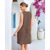 image:imageGPAPENT Linen Dresses for Women Summer Casual Sleeveless Button Down V Neck Pocket Self Tie Knee Length Loose Sun DressCoffee Brown
