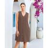 image:imageGPAPENT Linen Dresses for Women Summer Casual Sleeveless Button Down V Neck Pocket Self Tie Knee Length Loose Sun DressCoffee Brown