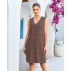 image:imageGPAPENT Linen Dresses for Women Summer Casual Sleeveless Button Down V Neck Pocket Self Tie Knee Length Loose Sun DressCoffee Brown