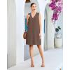 image:imageGPAPENT Linen Dresses for Women Summer Casual Sleeveless Button Down V Neck Pocket Self Tie Knee Length Loose Sun DressCoffee Brown