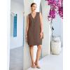 image:imageGPAPENT Linen Dresses for Women Summer Casual Sleeveless Button Down V Neck Pocket Self Tie Knee Length Loose Sun DressCoffee Brown