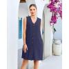 image:imageGPAPENT Linen Dresses for Women Summer Casual Sleeveless Button Down V Neck Pocket Self Tie Knee Length Loose Sun DressNavy Blue