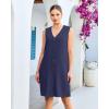 image:imageGPAPENT Linen Dresses for Women Summer Casual Sleeveless Button Down V Neck Pocket Self Tie Knee Length Loose Sun DressNavy Blue