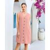 image:imageGPAPENT Linen Dresses for Women Summer Casual Sleeveless Button Down V Neck Pocket Self Tie Knee Length Loose Sun DressPink