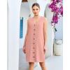 image:imageGPAPENT Linen Dresses for Women Summer Casual Sleeveless Button Down V Neck Pocket Self Tie Knee Length Loose Sun DressPink