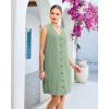 image:imageGPAPENT Linen Dresses for Women Summer Casual Sleeveless Button Down V Neck Pocket Self Tie Knee Length Loose Sun DressSage Green