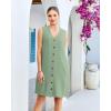image:imageGPAPENT Linen Dresses for Women Summer Casual Sleeveless Button Down V Neck Pocket Self Tie Knee Length Loose Sun DressSage Green