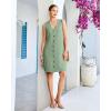 image:imageGPAPENT Linen Dresses for Women Summer Casual Sleeveless Button Down V Neck Pocket Self Tie Knee Length Loose Sun DressSage Green