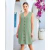 image:imageGPAPENT Linen Dresses for Women Summer Casual Sleeveless Button Down V Neck Pocket Self Tie Knee Length Loose Sun DressSage Green