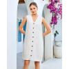image:imageGPAPENT Linen Dresses for Women Summer Casual Sleeveless Button Down V Neck Pocket Self Tie Knee Length Loose Sun DressWhite