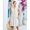 image:imageGPAPENT Linen Dresses for Women Summer Casual Sleeveless Button Down V Neck Pocket Self Tie Knee Length Loose Sun DressWhite