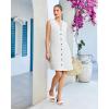image:imageGPAPENT Linen Dresses for Women Summer Casual Sleeveless Button Down V Neck Pocket Self Tie Knee Length Loose Sun DressWhite