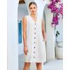 image:imageGPAPENT Linen Dresses for Women Summer Casual Sleeveless Button Down V Neck Pocket Self Tie Knee Length Loose Sun DressWhite