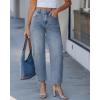 image:imageGRAPENT Barrel Jeans for Women Cropped Trendy High Waisted Baggy Side Seamed Casual Stretchy Denim Pants Wide Leg JeansBay Blue