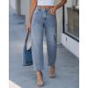 image:imageGRAPENT Barrel Jeans for Women Cropped Trendy High Waisted Baggy Side Seamed Casual Stretchy Denim Pants Wide Leg JeansBay Blue