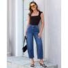 image:imageGRAPENT Barrel Jeans for Women Cropped Trendy High Waisted Baggy Side Seamed Casual Stretchy Denim Pants Wide Leg JeansClassic Blue