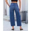 image:imageGRAPENT Barrel Jeans for Women Cropped Trendy High Waisted Baggy Side Seamed Casual Stretchy Denim Pants Wide Leg JeansClassic Blue