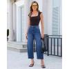 image:imageGRAPENT Barrel Jeans for Women Cropped Trendy High Waisted Baggy Side Seamed Casual Stretchy Denim Pants Wide Leg JeansClassic Blue