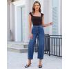 image:imageGRAPENT Barrel Jeans for Women Cropped Trendy High Waisted Baggy Side Seamed Casual Stretchy Denim Pants Wide Leg JeansClassic Blue