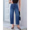 image:imageGRAPENT Barrel Jeans for Women Cropped Trendy High Waisted Baggy Side Seamed Casual Stretchy Denim Pants Wide Leg JeansClassic Blue