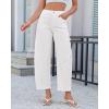 image:imageGRAPENT Barrel Jeans for Women Cropped Trendy High Waisted Baggy Side Seamed Casual Stretchy Denim Pants Wide Leg JeansCream White