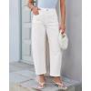 image:imageGRAPENT Barrel Jeans for Women Cropped Trendy High Waisted Baggy Side Seamed Casual Stretchy Denim Pants Wide Leg JeansCream White