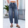 image:imageGRAPENT Barrel Jeans for Women Cropped Trendy High Waisted Baggy Side Seamed Casual Stretchy Denim Pants Wide Leg JeansDark Ocean Blue