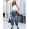 image:imageGRAPENT Barrel Jeans for Women Cropped Trendy High Waisted Baggy Side Seamed Casual Stretchy Denim Pants Wide Leg JeansDark Ocean Blue