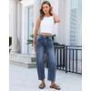 image:imageGRAPENT Barrel Jeans for Women Cropped Trendy High Waisted Baggy Side Seamed Casual Stretchy Denim Pants Wide Leg JeansDark Ocean Blue