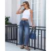image:imageGRAPENT Barrel Jeans for Women Cropped Trendy High Waisted Baggy Side Seamed Casual Stretchy Denim Pants Wide Leg JeansDark Ocean Blue