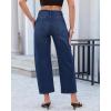 image:imageGRAPENT Barrel Jeans for Women Cropped Trendy High Waisted Baggy Side Seamed Casual Stretchy Denim Pants Wide Leg JeansDarkness Blue