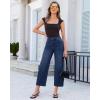 image:imageGRAPENT Barrel Jeans for Women Cropped Trendy High Waisted Baggy Side Seamed Casual Stretchy Denim Pants Wide Leg JeansDarkness Blue