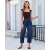 image:imageGRAPENT Barrel Jeans for Women Cropped Trendy High Waisted Baggy Side Seamed Casual Stretchy Denim Pants Wide Leg JeansDarkness Blue