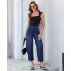 image:imageGRAPENT Barrel Jeans for Women Cropped Trendy High Waisted Baggy Side Seamed Casual Stretchy Denim Pants Wide Leg JeansDarkness Blue