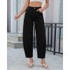 image:imageGRAPENT Barrel Jeans for Women Cropped Trendy High Waisted Baggy Side Seamed Casual Stretchy Denim Pants Wide Leg JeansTrue Black