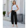 image:imageGRAPENT Barrel Jeans for Women Cropped Trendy High Waisted Baggy Side Seamed Casual Stretchy Denim Pants Wide Leg JeansTrue Black