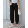 image:imageGRAPENT Barrel Jeans for Women Cropped Trendy High Waisted Baggy Side Seamed Casual Stretchy Denim Pants Wide Leg JeansTrue Black