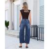 image:imageGRAPENT Barrel Jeans for Women Trendy High Waisted Cropped Baggy Wide Leg Pull On Elastic Waist Stretchy Denim PantsClassic Blue