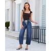 image:imageGRAPENT Barrel Jeans for Women Trendy High Waisted Cropped Baggy Wide Leg Pull On Elastic Waist Stretchy Denim PantsClassic Blue