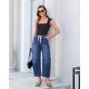 image:imageGRAPENT Barrel Jeans for Women Trendy High Waisted Cropped Baggy Wide Leg Pull On Elastic Waist Stretchy Denim PantsClassic Blue