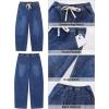 image:imageGRAPENT Barrel Jeans for Women Trendy High Waisted Cropped Baggy Wide Leg Pull On Elastic Waist Stretchy Denim PantsClassic Blue