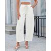 image:imageGRAPENT Barrel Jeans for Women Trendy High Waisted Cropped Baggy Wide Leg Pull On Elastic Waist Stretchy Denim PantsCream White