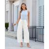 image:imageGRAPENT Barrel Jeans for Women Trendy High Waisted Cropped Baggy Wide Leg Pull On Elastic Waist Stretchy Denim PantsCream White