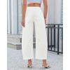 image:imageGRAPENT Barrel Jeans for Women Trendy High Waisted Cropped Baggy Wide Leg Pull On Elastic Waist Stretchy Denim PantsCream White