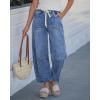 image:imageGRAPENT Barrel Jeans for Women Trendy High Waisted Cropped Baggy Wide Leg Pull On Elastic Waist Stretchy Denim PantsMidnight Blue