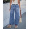 image:imageGRAPENT Barrel Jeans for Women Trendy High Waisted Cropped Baggy Wide Leg Pull On Elastic Waist Stretchy Denim PantsMidnight Blue